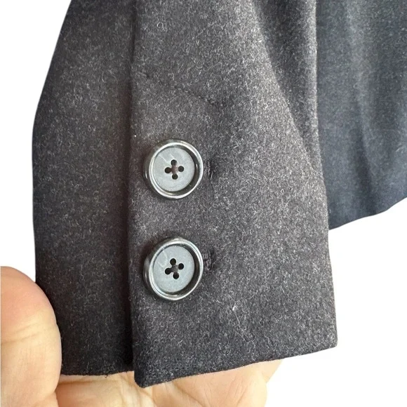 J. Crew Classic Double Breast Pea Coat Black Wool Blend Pockets Collared Size S